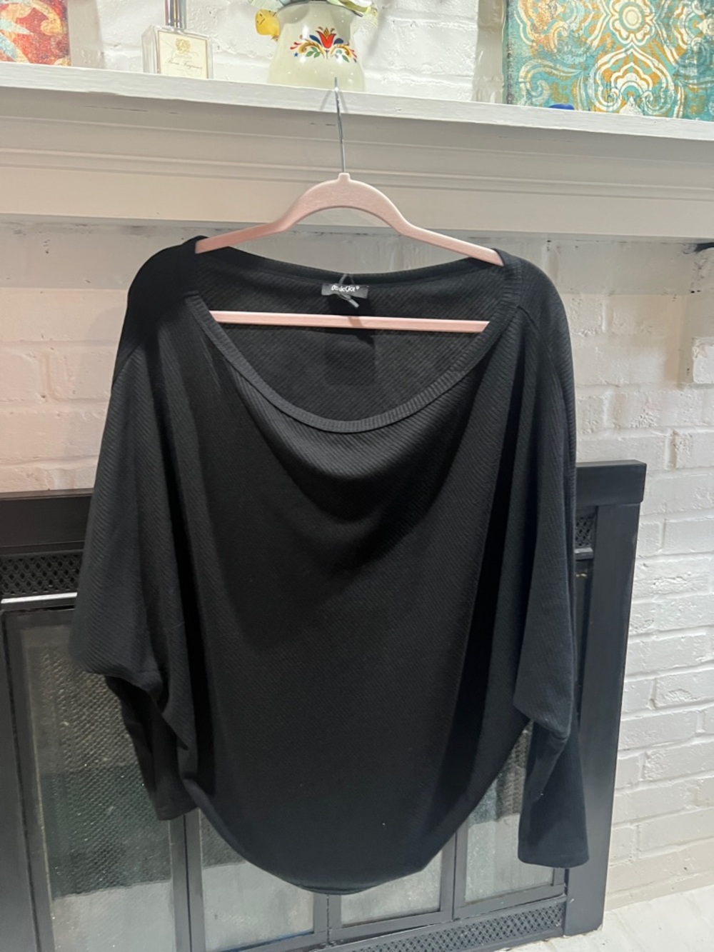 Black Women's Draped Knit Blouse